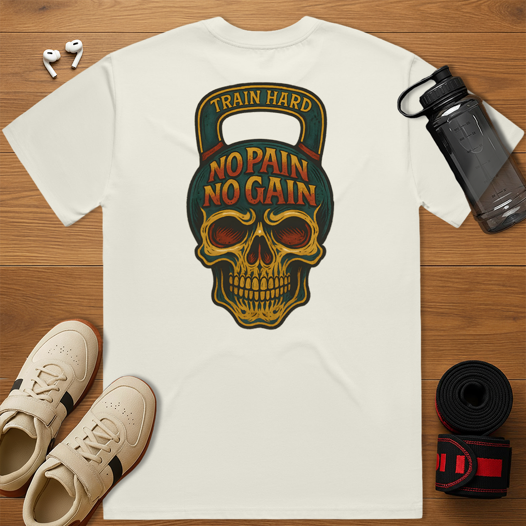 Skull No Pain No Gain - Relaxed Fit T-Shirt